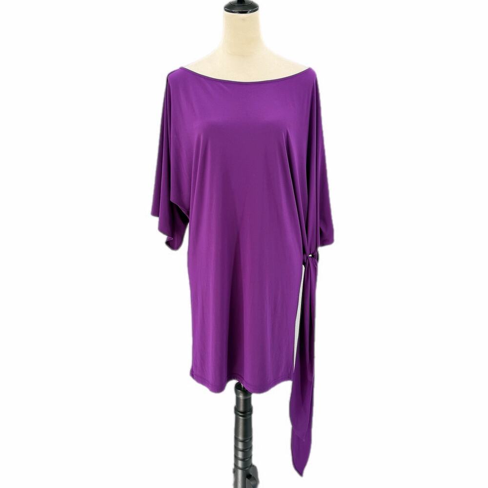 Abi Ferrin Nikki 5-Way Purple Convertible Jersey Stretch Short Sleeve Mini Dress
